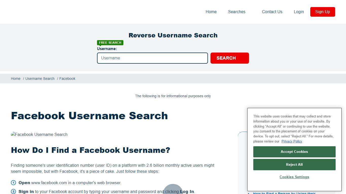 Facebook Username and User ID Search